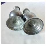 Pair of Antique French Pewter Oil Lamp Bases