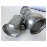 Pair of Antique Pewter Steins / Tankards
