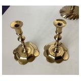 Two Pairs of Brass Replica Candlesticks