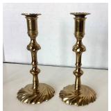Two Pairs of Brass Replica Candlesticks