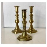 Trio of Antique and Vintage Brass Candlesticks #3