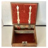 Antique Inlaid Sewing Box With Pincushion Top