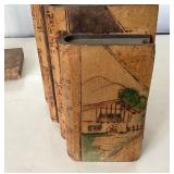 Vintage Pair Wooden "Books" Bookends + Single Marble Version