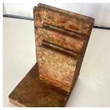 Vintage Pair Wooden "Books" Bookends + Single Marble Version