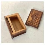 Small Antique Inlaid Puzzle Box / Bank