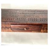 Exceptional Antique Tunbridge Style Marquetry Cribbage Board