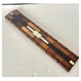 Antique Wood and Bone Ivory Inlaid Cribbage Board