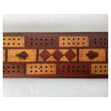 Antique "Folky" Inlaid Cribbage Board