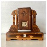 Antique Inlaid Wooden Desk Calendar