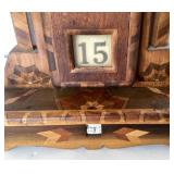 Antique Inlaid Wooden Desk Calendar