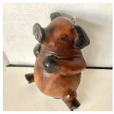Contemporary Carved Wooden Pig Towelholder