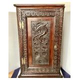 Antique Heavily Carved Oak Corner Cabinet