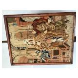 Antique European Needlepoint Fireplace Pole Screen