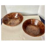 Pair of Antique Rockingham Milk Bowls
