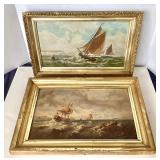 Pair of Antique Nautical Pictures