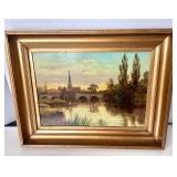 Antique English Village Painting: "Abingdon"