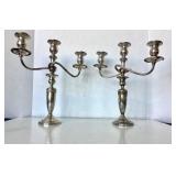 Pair of Sterling Silver 3 Light Candelabra
