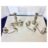 Pair of Sterling Silver 3 Light Candelabra