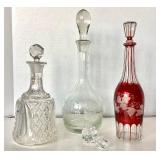 Trio of Vintage Glass Decanters