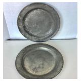 Pair Antique Pewter Chargers
