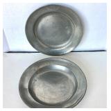 Pair of Antique Pewter Chargers #2