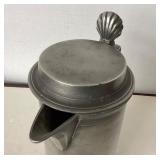 Lidded Antique Pewter Double Litre Measure