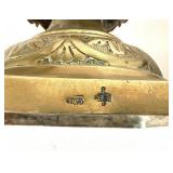 Antique Pair Russian / Polish Brass Shabbat Candlesticks #2