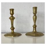 Pair of Antique Queen Anne Brass Candlesticks