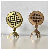 Pair of Antique English "Checkerboard" Tilt-top Brass  and Copper Candle Reflectors