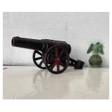 Vintage Painted Brass  Miniature Cannon + Copper Eagle Finial