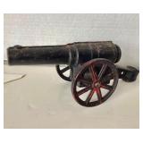 Vintage Painted Brass  Miniature Cannon + Copper Eagle Finial