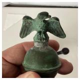 Vintage Painted Brass  Miniature Cannon + Copper Eagle Finial