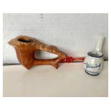 Awesome Vintage Burl Briar Pipe + German Pottery Schnaps Pipe