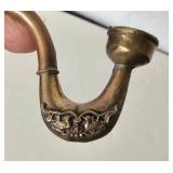 Vintage Chinese Reverse Painted Glass Snuff Bottle + Copper / Brass Opium Pipe