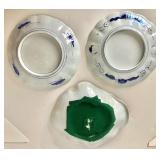 Pair of Vintage Imari Ware Plates + Gilded Imari Leaf Dish