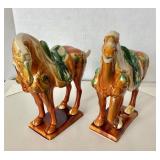 Pair  of Chinese Majolica Glaze Tang Horses