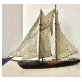 Outstanding Antique Folk Art Scratch Made Gaff Rig Schooner