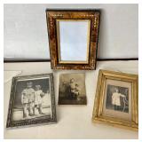 Group of 3 Small Antique Frames With Old Photos