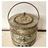 Antique Candle Warmed Ice Fishing Minnow Bucket + Floating and Clamp Creels
