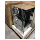 MIRROR NIGHTSTAND, CRACKED CORNER, NEW