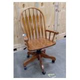 Vintage Solid Wood Rolling Wood Office Chair