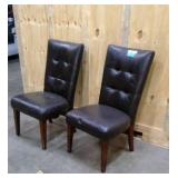 Pair of Dark Brown Leather Dining Chairs