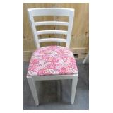 Vintage set of 3 white wood and upholstered chairs