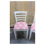 Vintage set of 3 white wood and upholstered chairs