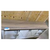 White and Wood Top Farmhouse TV Stand with Sliding Barn Doors