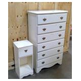 Solid White Wood Chest of Drawers and small night stand