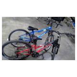 OBX blue mountain bike and Trek 820 Mountain Bike