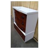 Harmony House Two Toned white and wood refurbished vintage chest of drawer