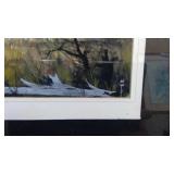 23x21" Solid wood frame and matted Geese painting