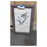 Vintage framed mallard duck painting 14"x21"